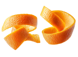 Spiral orange peel twist isolated on transparent or white background