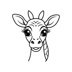 A line art vector drawing of a gentle giraffe head.eps