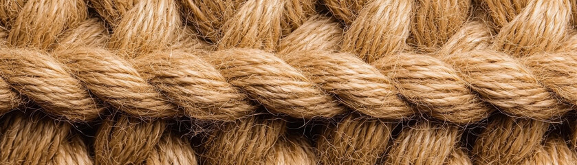 Fototapeta premium Tightly woven jute rope texture with natural fibers, showcasing earthy tones