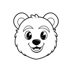 A line art vector drawing of a happy bear cub head1.eps