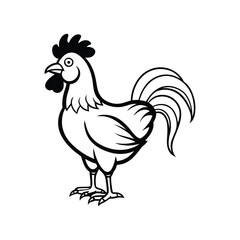 A silhouette vector art drawing of a proud rooster standing tall1.eps