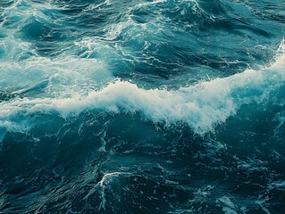 8. A close-up of ocean waves with detailed textures and reflections