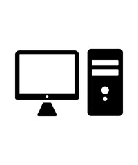 Computer icon filled with black