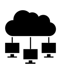 cloud computing network icon filled with black