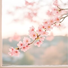 Obraz premium Sunrise Cherry Blossoms for Window View.