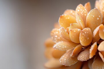 Fototapeta premium Succulent plant with dew-covered fleshy leaves in natural light macro