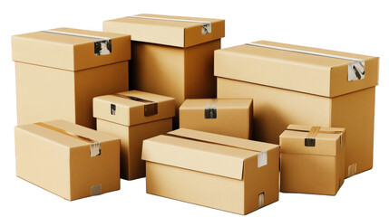 Fototapeta premium Stacked Cardboard Boxes for Shipping