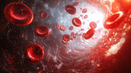 Fototapeta premium Artistic Representation of Blood Cells in Motion