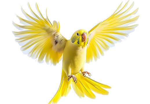 PNG Vibrant yellow parakeet in flight