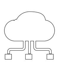 Cloud computing icon with thin outline