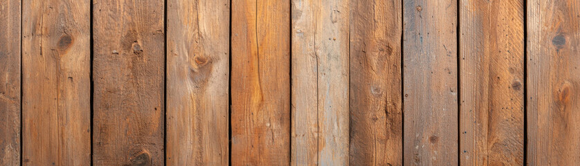 Fototapeta premium wide view of reclaimed wooden boards with faded colors and natural grain texture