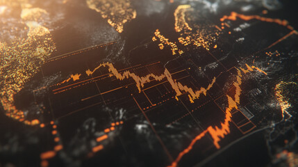 Market trends visualization global economy digital art data analysis aerial view financial insights