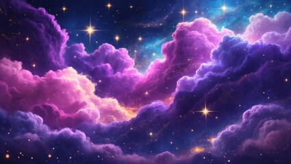 A vibrant, hand-drawn cosmic background.