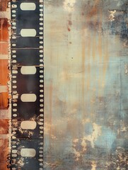 Obraz premium Vintage film strip with grunge effect and dust spots, Vintage, old, film strip, grunge