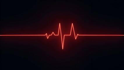 Red heartbeat line on dark background symbolizing life health vitality commonly associated with medical and fitness themes. concept as Red heartbeat line on dark background symbolizes life health vita