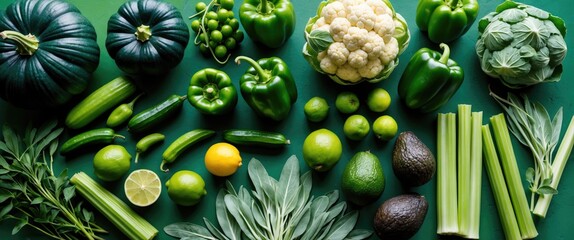 Various fresh vegetables arranged on a colorful table.