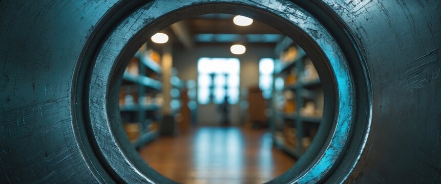 A perspective of a hall viewed through a tube - Powered by Adobe