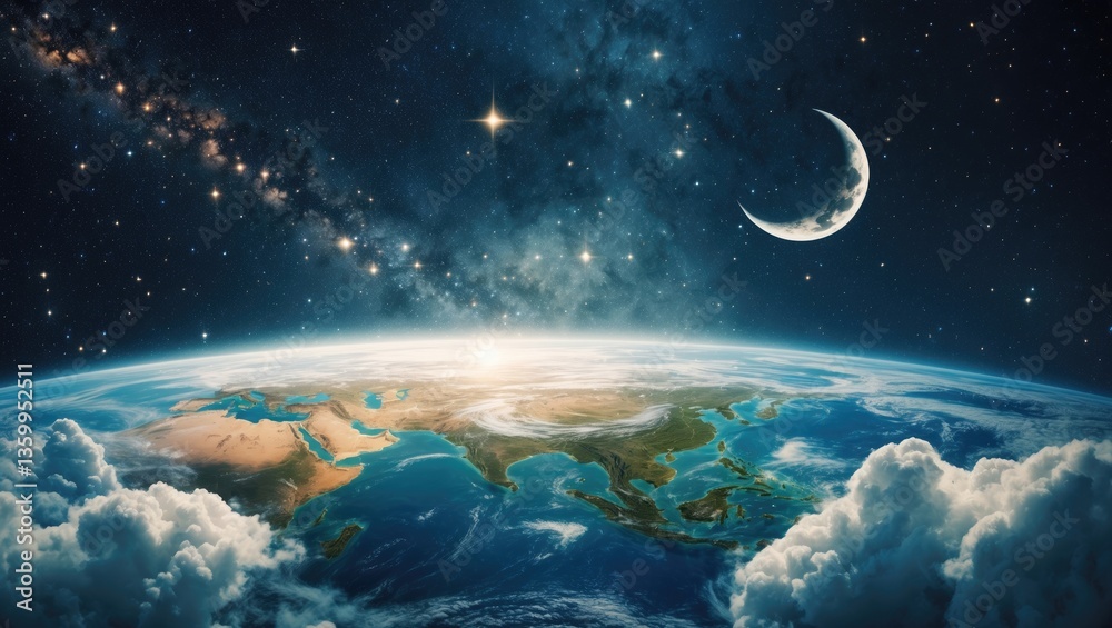 Canvas Prints view of earth from space surrounded by countless stars.