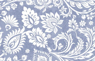 Abstract Paisley Traditional Scribble Style Hand Drawn Ikat Seamless Vector Pattern Trendy Fashion Colors Perfect for Allover Fabric Print or Wall Paper Damask Ethnic Concept Bright Orange White Tones