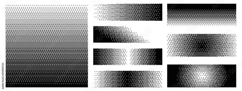 Poster Set Bitmap Gradient Pattern Texture Abstract Background Pixel Art.