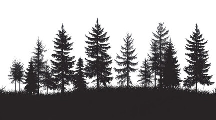 Fototapeta premium PNG Silhouette vector forest border silhouettes trees black.