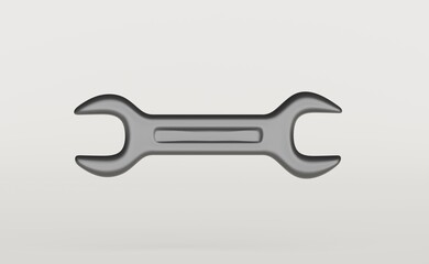 3D illustration. Single steel wrench. Isolated on white background.