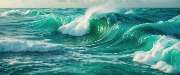 Fototapeta premium Artistic underwater image of waves, captured during a scuba dive in the Atlantic Ocean.