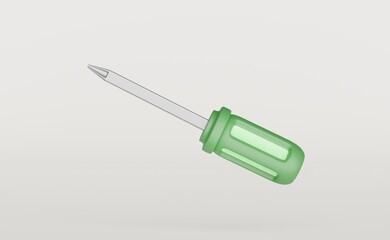 Screwdriver 3d illustration icon. Symbol in simple design. Cartoon object hand drawn isolated on white background.