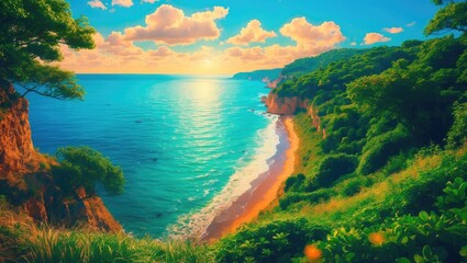 Stunning Coastal View on a Clear Summer Day.