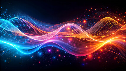 Fototapeta premium Futuristic Neon Light Waves – Abstract Glowing Digital Art Background