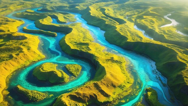 Aerial perspective of creek and its stunning tidal streams in the region.