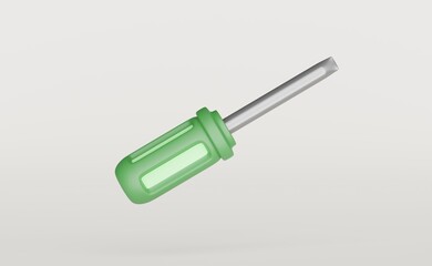 Screwdriver 3d illustration icon. Symbol in simple design. Cartoon object hand drawn isolated on white background.