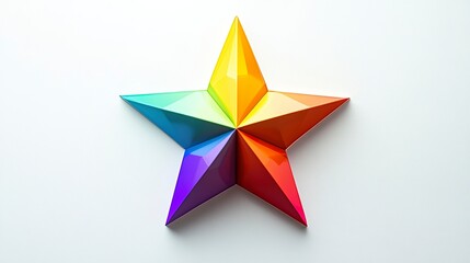 A rainbow-colored star with smooth gradients, vibrant and playful design. On white background.  