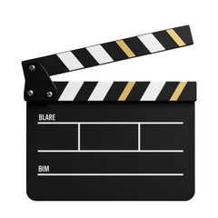 Obraz premium Black Film Clapperboard Displaying Blare and Bim at 45-Degree Angle