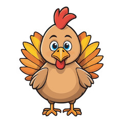 Cartoon Chicken Character Cute Bird with Pink Accessories on white background. Cartoon Chicken with Pink Scarf Cute Superhero Chicken vector Illustration for Kids Story Books and Coloring Books