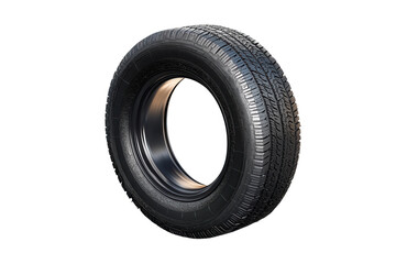 Black Passenger Car Tire Showcasing Excellent Condition and Detailed Tread