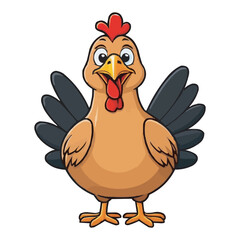 Cartoon Chicken Character Cute Bird with Pink Accessories on white background. Cartoon Chicken with Pink Scarf Cute Superhero Chicken vector Illustration for Kids Story Books and Coloring Books