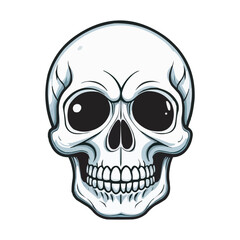 Black and White Skull Illustration. Detailed Line Art. Detailed Black and White Skull Illustration. Vintage human skull concept