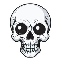 Black and White Skull Illustration. Detailed Line Art. Detailed Black and White Skull Illustration. Vintage human skull concept