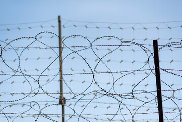 Barbwire at the DMZ Korean Demilitarized Zone that separates North and South Korea in Paju, South Korea