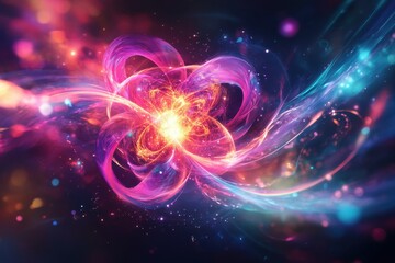 Colorful abstract representation of atomic energy in a cosmic setting