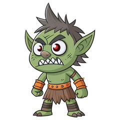 A goblin cartoon character sticker. Menacing Blue Goblin Monster Cartoon Illustration. Mythical Goblin Clipart. Cartoon Goblin with Sharp Teeth. Angry Troll Character for Fantasy & Gaming Designs