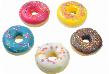 A delicious assortment of freshly glazed and chocolate-covered donuts