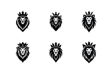 lion logo icon art set vector silhouette