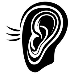 Human Ear Silhouette Vector