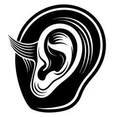 Human Ear Silhouette Vector