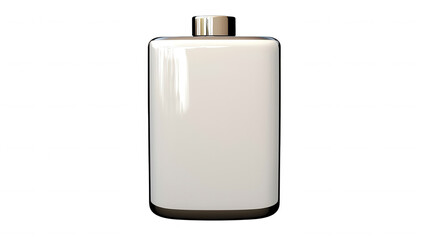 Off-White Rectangular Flask with Metallic Silver Cap for Liquor