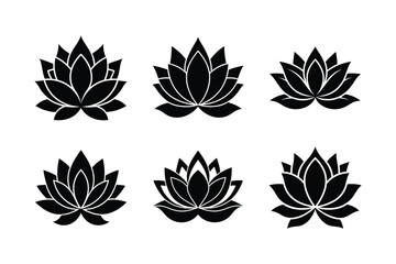lotus flower symmetrical icon art set vector silhouette
