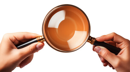 Magnifying Glass Golden Frame Research Tool, Detailed Closeup for Exploration.