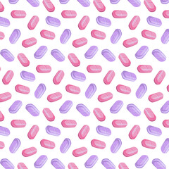 Seamless pattern pills, capsules. Can be used in pharmaceutical marketing materials, blogs or articles, websites and e-commerce platforms selling medications or health products